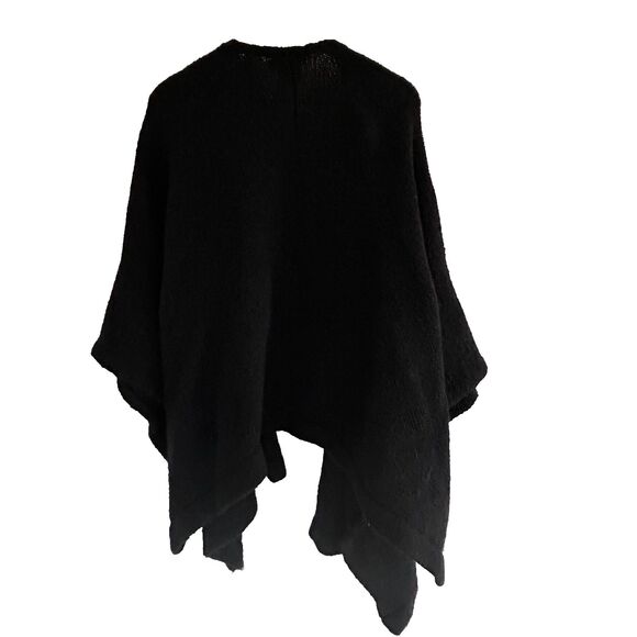 Elk The Label 100% Wool Knit Poncho Sweater Size OS Black Wrap Thick Wrap - Picture 11 of 11